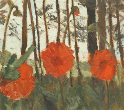 Papoulas na beira de uma madeira de Paula Modersohn Becker